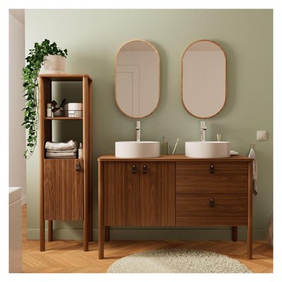 Ensemble meuble double vasque 120cm + vasque + robinet + miroir + colonne JOY MOB IN