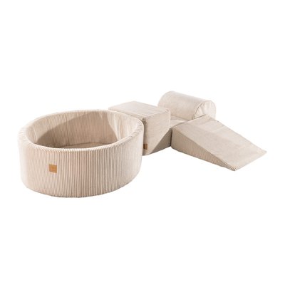 Aire de jeux en mousse – Set de jeu en mousse 4 pièces avec piscine ronde, sans balles,  Aesthetic, beige MEOW BABY