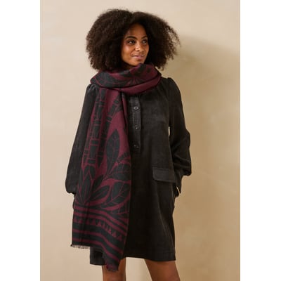 Écharpe motif jacquard en coton et laine LA FEE MARABOUTEE