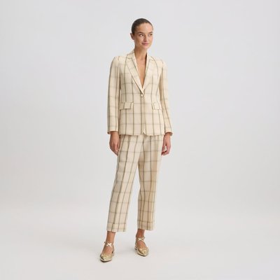 Pantalon en lin mélangé à carreaux LIU JO