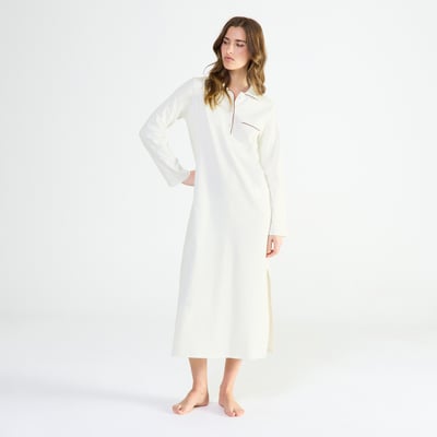 Chemise de nuit longue col polo en coton MYSTÉRIEUSE LAURENCE TAVERNIER