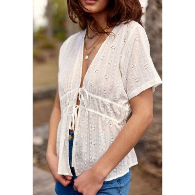 Top manches courtes col v imprimé broderie TIARA LA PETITE ETOILE
