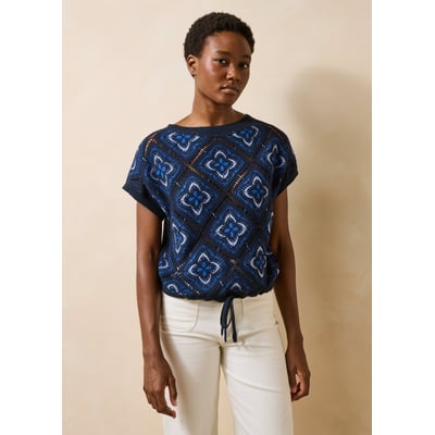 Pull manches courtes en maille crochet LA FEE MARABOUTEE