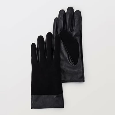 Gants bi-matière en cuir MONOPRIX