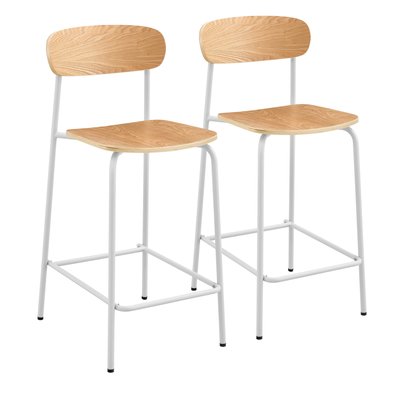 Lot de 2 chaises hautes en métal et bois, LILA OVIALA