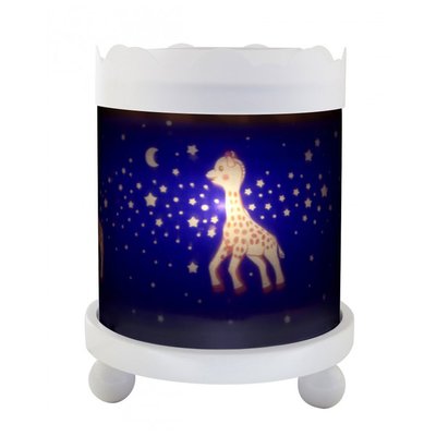 Manège Lanterne Magique Sophie la girafe Voie Lactée - bois blanc 12V TROUSSELIER