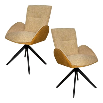 Fauteuil de table pivotant tissu bi-matière (lot de 2) AGADE PIER IMPORT