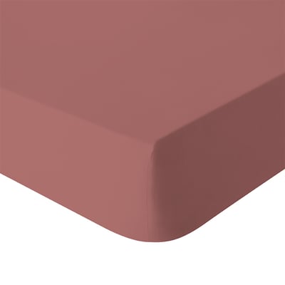 Drap housse uni en percale de coton lavée, bonnet de 35cm, DELICATE ESSIX