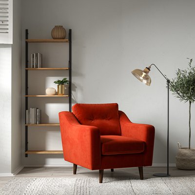 Rosa Curve Buttoned Velvet Armchair with Dark Wood Legs SO'HOME