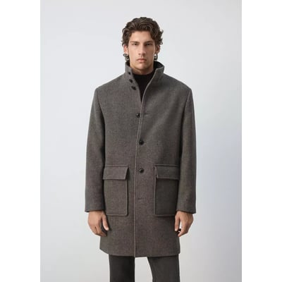 Manteau en mélange de laine à col cheminée MANGO MAN