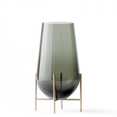 Vase Echasse Medium Verre Fumé et Laiton H 45 Diam 22 cm AUDO COPENHAGEN