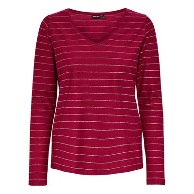 T-shirt coton col V manches longues PIECES