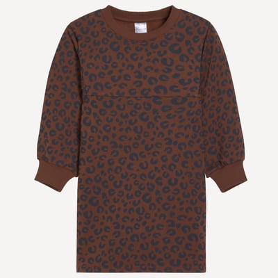 Abito in maglia a maniche lunghe, stampa leopardata, pile LA REDOUTE COLLECTIONS