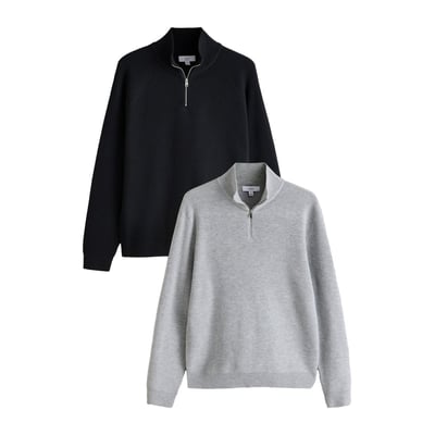 Pull essential texturé à col zippé, lot de 2 NEXT