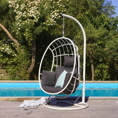 Fauteuil suspendu design en aluminium blanc OSLO PIER IMPORT