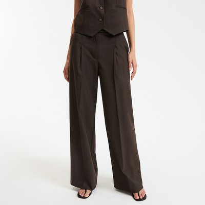 Wijde broek met plooien en hoge taille LA REDOUTE COLLECTIONS