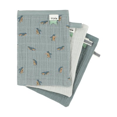 Lot de 3 gants de toilette en mousseline TRIXIE