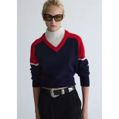 Pull-over laine à bords contrastants MANGO