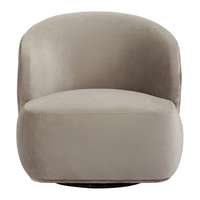 Fauteuil tournant en tissu velours BLANC D’IVOIRE
