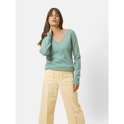 Pull Col V  Vert Chiné Phoebe JUST CASHMERE