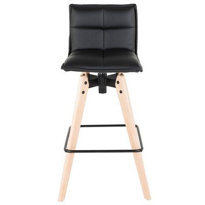 Chaise de bar design grise en tissu piétement chêne MAE ZAGO