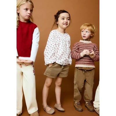 Short en velours côtelé à taille nouée MANGO BABY
