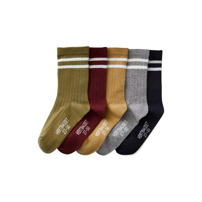 Lot de 5 paires de chaussettes côtelées rayées VERTBAUDET