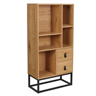 Bibliothèque Abbott 2 tiroirs et 5 niches de rangement- en métal et bois aggloméré TOILINUX