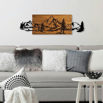 Décoration murale en métal et bois – paysage de montagne PIER IMPORT