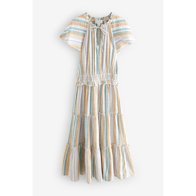 Robe mi-longue à volants nouée l’encolure NEXT