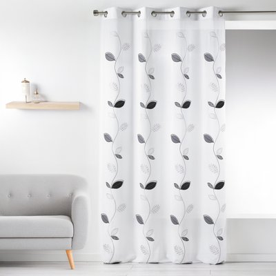 Voilage en Etamine Brodée "Feuille Design" HOME MAISON
