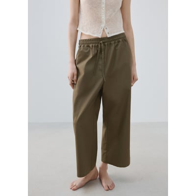 Pantalon Mango En Coton Mixte Kaki - Taille M, Coupe Carotte, Neuf Avec étiquette