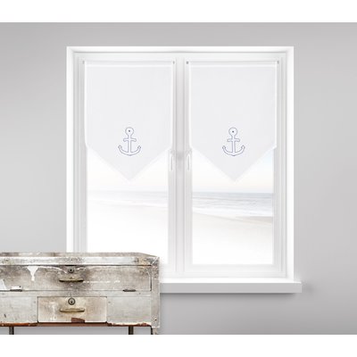 Paire de petits voilages brodés "Ancre Marine" LINDER