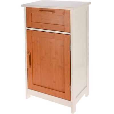 Table de chevet bois et blanc 1 tiroir et 1 placard 40x30x70cm WADIGA