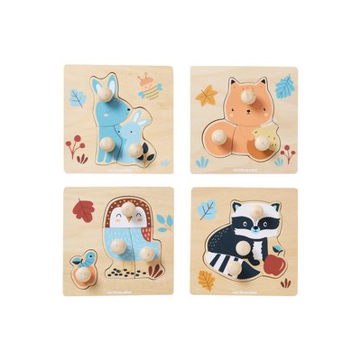 Lot de 4 puzzles boutons LES AMIS DE LA FORÊT en bois FSC® VERTBAUDET