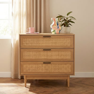 Commode cannage rotin 3 tiroirs  AMANA BAÏTA
