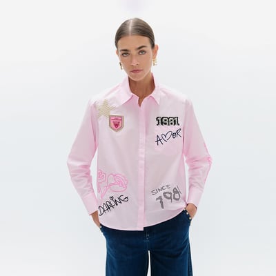 Chemise en popeline avec écussons et broderies graphiques LOLA CASADEMUNT