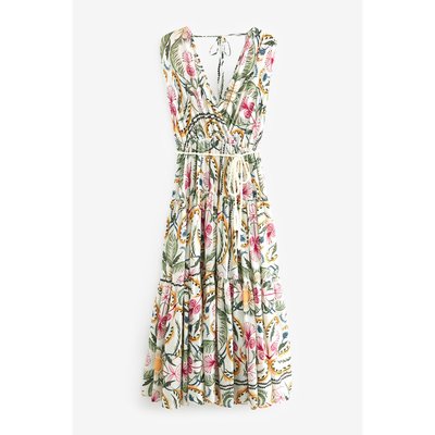 Robe longue sans manches col v et ceinture NEXT