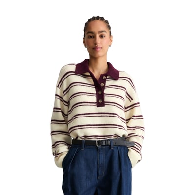 Polo en maille rayé oversize en un mélange douillet de laine d'alpaga MARC O’POLO DENIM