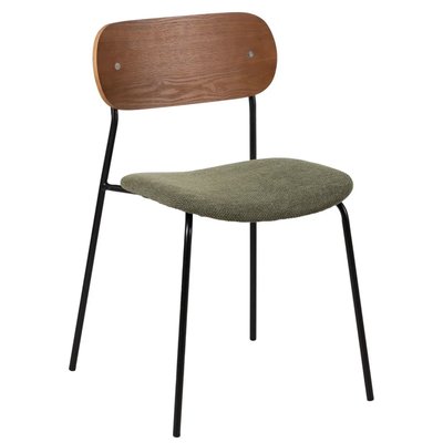 Chaise en métal, bois et tissu vert WADIGA