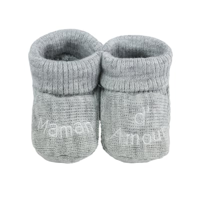 Chaussons naissance - Message Maman d'Amour TROIS KILOS SEPT