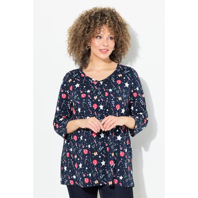 T-shirt de Noël à col en V et manches 3/4 ULLA POPKEN