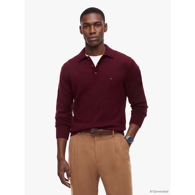 Pull col boutonné, en laine TOMMY HILFIGER