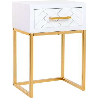 Table de chevet bois  et métal doré style contemporain RECOLLECTION