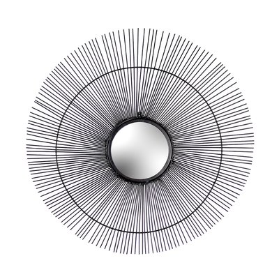 70cm Round Wire Mirror Black FURN.