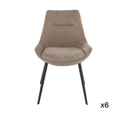 Lot de 6 chaises en tissu taupe L62 cm - COLOMBE SIGNATURE