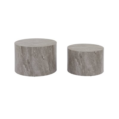 Set de 2 tables basses gigognes rondes effet marbre PAROS SWEEEK