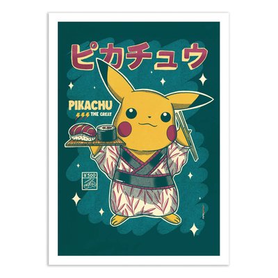 Affiche 50x70 cm - Pikachu Sushi - Rafa Gomes WALL EDITIONS