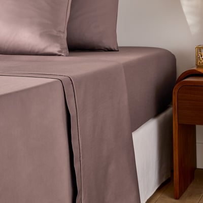 Drap plat uni en satin de coton, 153 fils, Opale LA REDOUTE INTERIEURS