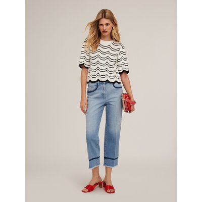 Jeans cropped in denim di cotone light blue MOTIVI